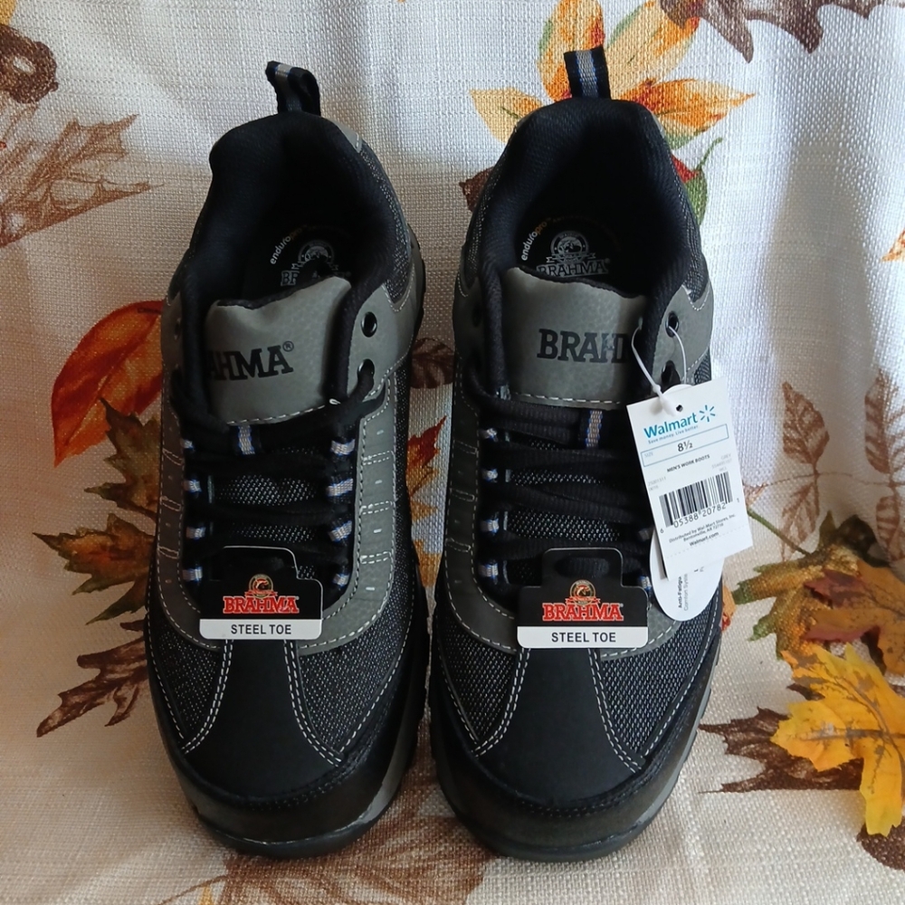 Brahma New Mens Size 8.5 (8 1/2) Steel Toe  Black/Gray Work Shoes